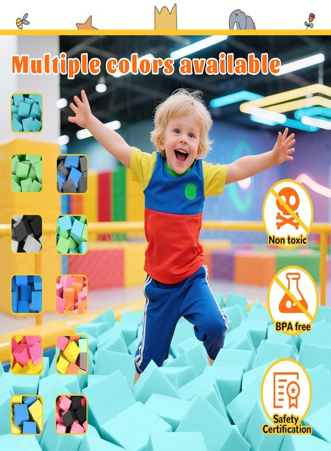 WINTECY 24PCS Foam Cubes 5"x5"x5"- Foam Pit Blocks Set, Soft Stacking Blocks for Indoor Games,Trampolines, Gymnastics, Parkour & Action Sport (Green and Light Blue) - Image 4